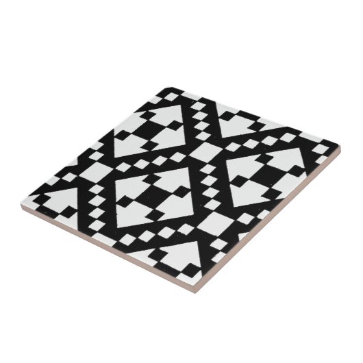 Zwart-wit stammenpatroon tegeltje (Zijkant)