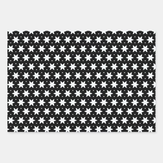 Zwart-wit Star-patroon Inpakpapier Vel (Voorkant 3)