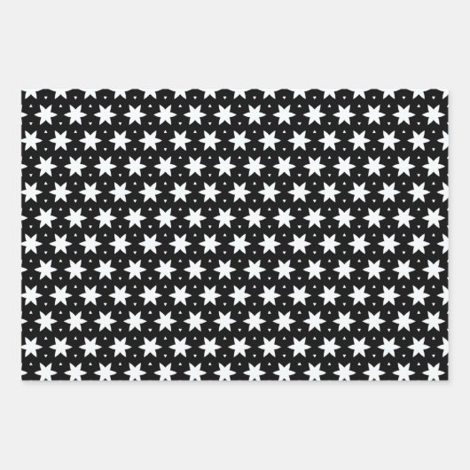 Zwart-wit Star-patroon Inpakpapier Vel (Voorkant 2)