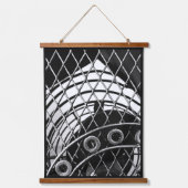Zwart-wit Steampunk Abstracte Geometrische Foto Hangend Wandkleed (Voorkant)