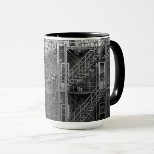 Zwart-wit steenarchitectuur mok (Voorkant rechts)