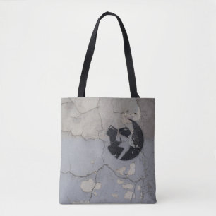 Zwart-wit steenfragment tote bag
