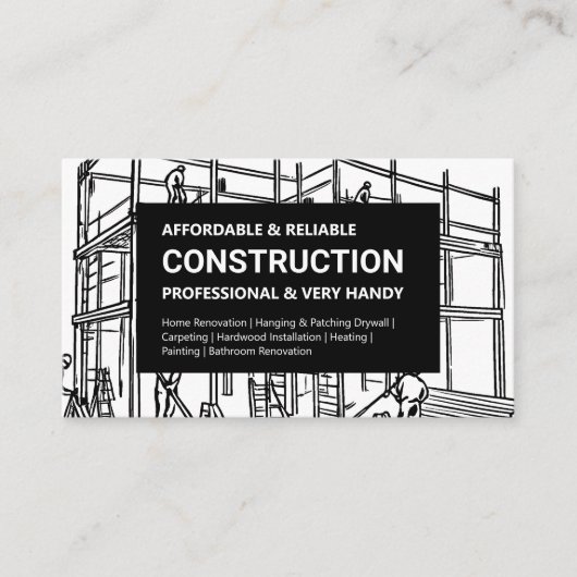 Zwart-wit steigerconstructie visitekaartje (Voorkant)