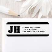 Zwart-wit Stencil Monogram Retouradres Etiket (Insitu)