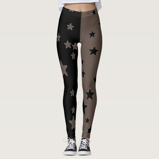 Zwart-Wit Ster Leggings (Voorkant)