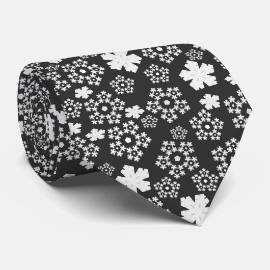 Zwart-wit ster & sneeuwvlok Abstract patroon Stropdas (Opgerold)