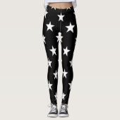 Zwart-wit sterpatroon Eenvoudig Modern Trendy Leggings (Voorkant)