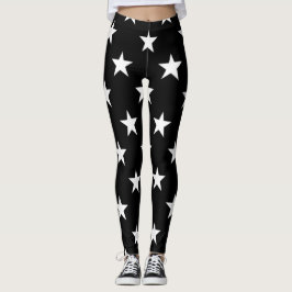 Zwart-wit sterpatroon Eenvoudig Modern Trendy Leggings