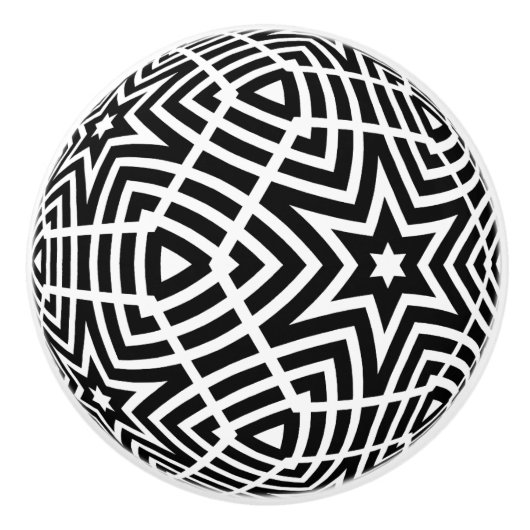 Zwart-wit sterren deurknop kastenknop keramische knop (Voorkant)