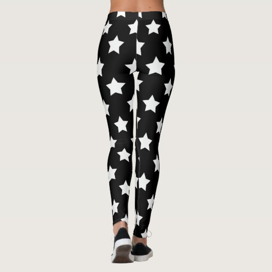 Zwart wit sterren patroon decoratief leggings (Achterkant)