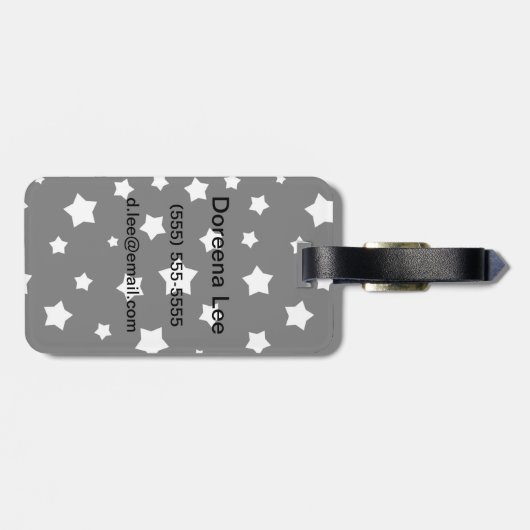 Zwart-wit stertonpatroon bagagelabel (Achterkant horizontaal)