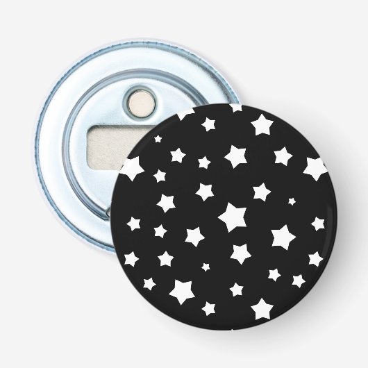 Zwart-wit stertonpatroon button flesopener (Voorkant)