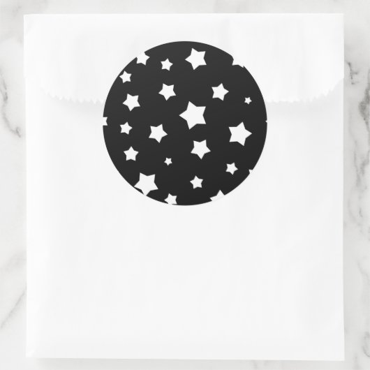 Zwart-wit stertonpatroon ronde sticker (Tas)