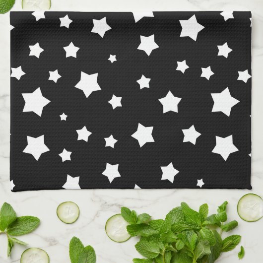 Zwart-wit stertonpatroon theedoek (Gevouwen)