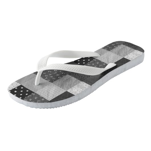 zwart-wit stijl patchwork teenslippers (Schuin)