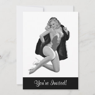 Zwart & Wit Stijl Pin-Up Meisje 12 Kaart