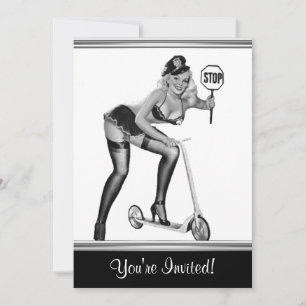 Zwart & Wit Stijl Pin-Up Meisje 1 Kaart