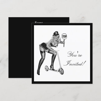 Zwart & Wit Stijl Pin-Up Meisje 1 Kaart