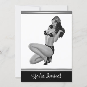 Zwart & Wit Stijl Pin-Up Meisje 20 Kaart