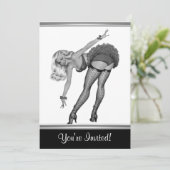 Zwart-wit stijlpop-upmeisje 19 kaart (Staand voorkant)