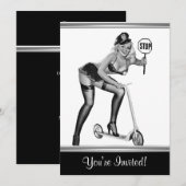 Zwart-wit stijlpop-upmeisje 1 kaart (Voorkant / Achterkant)