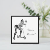 Zwart-wit stijlpop-upmeisje 1 kaart (Staand voorkant)