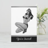 Zwart-wit stijlpop-upmeisje 20 kaart (Staand voorkant)