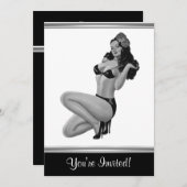 Zwart-wit stijlpop-upmeisje 20 kaart (Voorkant / Achterkant)