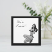 Zwart-wit stijlpop-upmeisje 20 kaart (Staand voorkant)