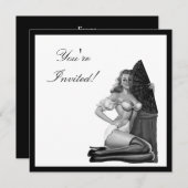 Zwart-wit stijlpop-upmeisje 21 kaart (Voorkant / Achterkant)