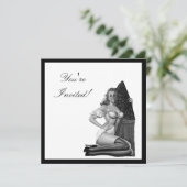 Zwart-wit stijlpop-upmeisje 21 kaart (Staand voorkant)