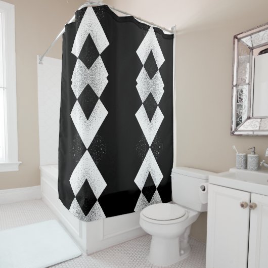 Zwart-wit Stijlvol Boog Douche Gordijn (In situ)