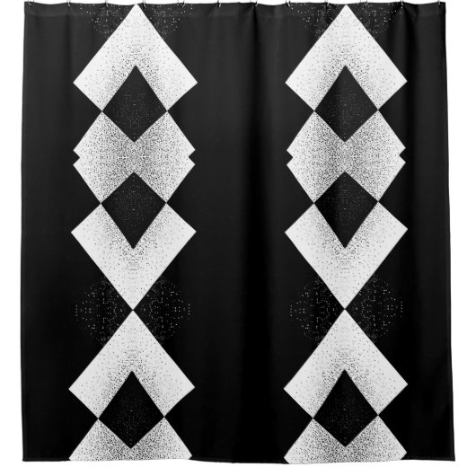 Zwart-wit Stijlvol Boog Douche Gordijn (Voorkant)