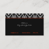 Zwart wit stijlvol damast monogram visitekaartje (Achterkant)