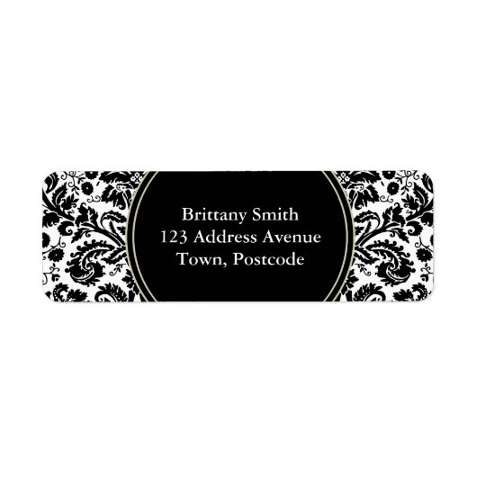 Zwart-wit, stijlvol demaspatroon etiket (Voorkant)