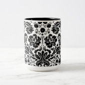 Zwart-wit, stijlvol demaspatroon tweekleurige koffiemok (Center)