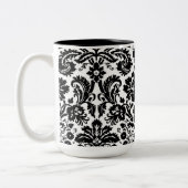 Zwart-wit, stijlvol demaspatroon tweekleurige koffiemok (Links)