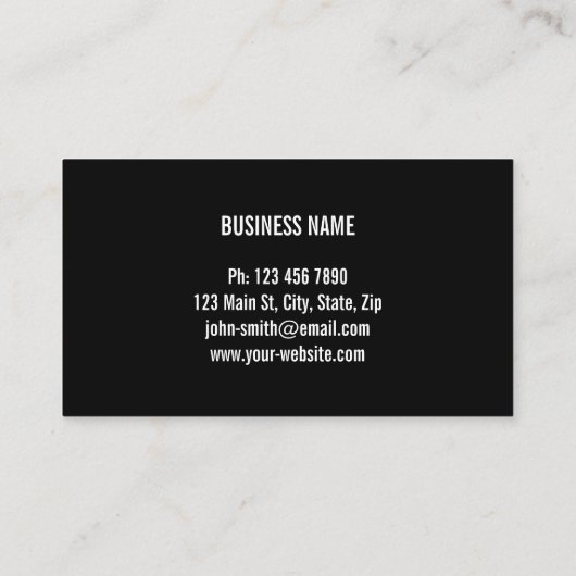 Zwart-wit, stijlvol, eenvoudig professioneel visitekaartje (Achterkant)