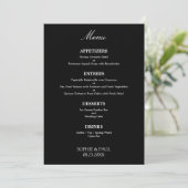 Zwart Wit Stijlvol Elegant Bruiloft Menu (Staand voorkant)