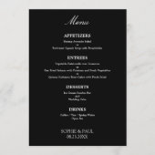 Zwart Wit Stijlvol Elegant Bruiloft Menu (Voorkant)