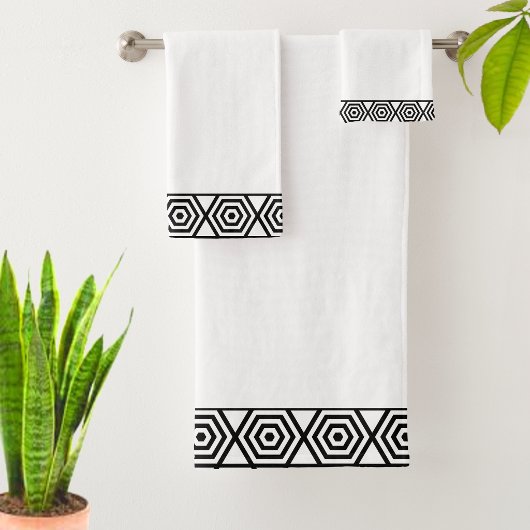 Zwart-wit stijlvol geometrisch frame bad handdoek
