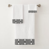 Zwart-wit stijlvol geometrisch frame bad handdoek (Insitu)