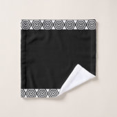 Zwart-wit Stijlvol Geometrisch Lijst op Zwart Bad Handdoek (Wasdoekje)