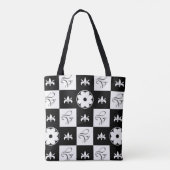 Zwart-wit, stijlvol, gevarieerd Floral Patroon T Tote Bag (Achterkant)