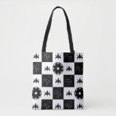 Zwart-wit, stijlvol, gevinkt Floral Patroon Tote Bag (Voorkant)