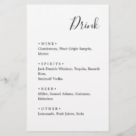 Zwart-wit. Stijlvol minimalistisch trouwmenu