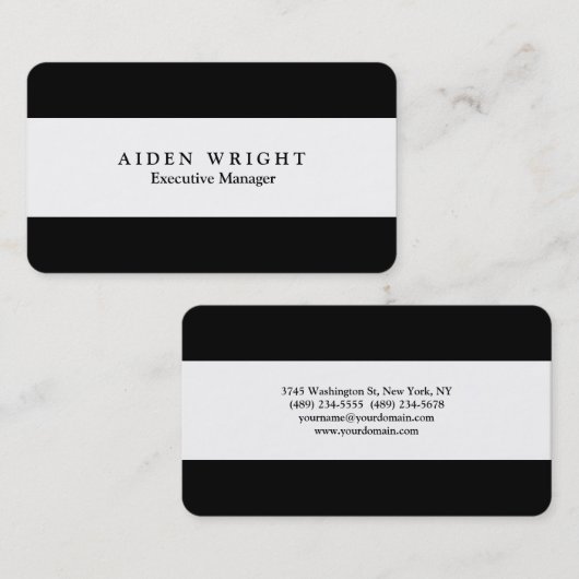 Zwart-wit, stijlvol, modern minimalistisch visitekaartje (Voorkant / Achterkant)