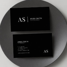 Zwart-wit stijlvol monogram Modern Visitekaartje