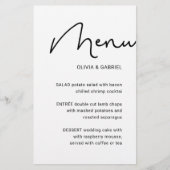 Zwart wit stijlvol script minimalistisch trouwmenu (Voorkant)