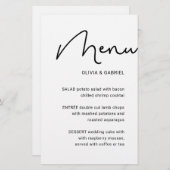 Zwart wit stijlvol script minimalistisch trouwmenu (Voorkant / Achterkant)
